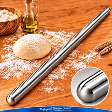 60CM Çelik Oklava 304 Kalite Paslanmaz Çelik Krom Metal Hamur Börek Baklava Yufka Açma Oklavası