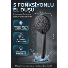 Banyonatural Yüksek Basınçlı Duş Başlığı - Mat Siyah 4 Fonksiyonlu Tazyikli El Duş Başlığı