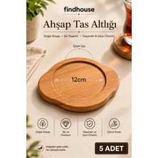 5 Adet Doğal Ahşap Sunum Altlık Tava , Kase , Sahan , Tas Kahvaltı Altlığı Nihale 12CM Mutfak , Sofra , Cafe , Restaurant , Otel Için