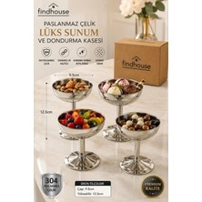 304 Paslanmaz Çelik 4 Adet 9,5X12,5CM Ayaklı Dondurma ve Sunum Kasesi Çeyizlik , Mutfak , Sunum , Cafe , Restaurant , Otel Için