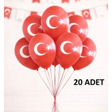 Searock Ay Yıldız Baskılı Kırmızı Balon Çoklu Paket (20'li, 50'li, 100'LÜ)