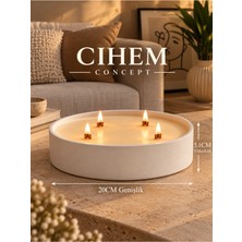 Cihem Butik Cihem Concept - Dev Boy Dekoratif Vanilyalı Mum Kasesi - 20CM x 5.1 cm