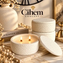 Cihem Concept Taş Desenli Kapaklı Vanilyalı Mum Kasesi - Tekli