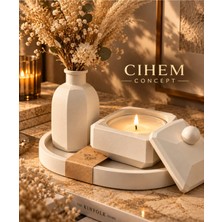 Cihem Concept Beyaz Vanilyalı Mum ve Vazo Seti