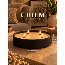 Cihem Concept Dev Boy Mat Siyah Doğal Mum Kasesi - Vanilya Esanslı