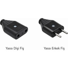 Far Yassı Erkek Fiş 3 Adet Yassı Dişi Fiş 3 Adet Siyah