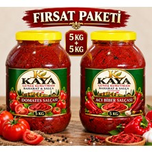 Kaya Baharat&Salça Kaya Güneş Kurutması Domates Salçası 5 kg + Acı Biber Salçası 5 kg – 10 kg Fırsat Paketi