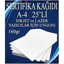 Happy Trend Sertifika Kağıdı Kalın 25 Adet Gramajlı Fotokopi Kağıdı 160 gr Tüm Yazıcılara Uyumlu 21X29.7 cm Kalın Baskı Kağıdı