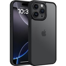 Happy Trend iPhone 16 Pro Max Için Hybrid Serii Arkası Mat Polikarbonat Kenarları Silikon Kamera Korumalı Metal Lens Çerçeveli ve Metal Tuş Takımlı Ultra Güçlü Koruma Premim Şık Kılıf (Siyah, 16 Pro Max)