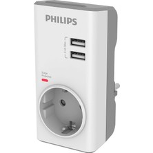 Happy Trend CHP4010W Tekli Akım Koruma Priz, 380J, 2x Usb-A, Max 2.4A, Beyaz