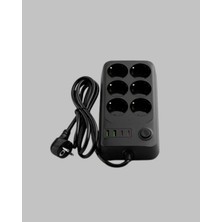 2500W Güçlü 6’lı Priz USB ve Type-C Çıkışlı Termal Korumalı