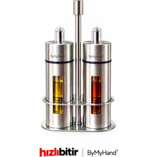 Bymyhand Paslanmaz Çelik Kapaklı Yağdanlık Sirke Sos ve Yağlık Yağlık & Sirkelik 3'lü Set