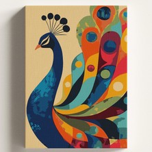 Boyama Tuval Hobi Seti, Tavus Kuşu Temalı Fırça ve Boya Dahil Set (Çıtalı) 50X70 Cm, Kendin Yap Sayılarla Tuval Boya Kiti (Kasnaklı)
