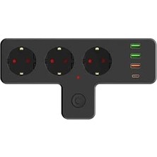 Happy Trend Nesil 3'lü Duvar Priz Termal Akım Korumalı Priz 3 x Usb, 1 x Type-C 20W Pd Giriş
