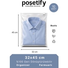 Poşetify Fermuarlı Organizer 32X45 cm | 10 Adet | Buzlu Şeffaf Hurç, Dolap Düzenleyici ve Kıyafet Torbası