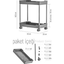 Mabelme Store Prime Siyah 2 Katlı Tekerlekli Düzenleyici Mutfak ve Banyo Rafı