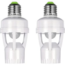 Happy Trend Hareket Sensörlü 2 Parça E27 Lamba Tutucu Adaptörü Insan Varlığı Dedektörü AC100-240V