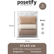 Poşetify Fermuarlı Organizer 37X45 cm | 10 Adet | Buzlu Şeffaf Hurç, Kazak, Tişört ve Tekstil Torbası