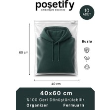 Poşetify Fermuarlı Organizer 40X60 cm | 10 Adet | Buzlu Şeffaf Hurç, Nevresim ve Kıyafet Saklama Poşeti