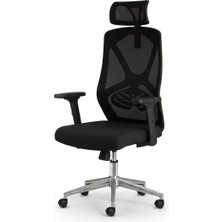 Upstyle Meltem Başlıklı Kumaş Ergonomik Çalışma Koltuğu – Siyah 66×125×65 cm
