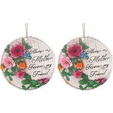 Happy Trend Adet Asılabilir Balkon ve Bahçe Süsü Gullu,anne Temalı Yuvarlak 15X15X1,1CM Duvar Süsü,taşı Balkon,bahçe ve Oda Dekor Hoşgeldiniz Tablo,tabela