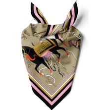 Happy Trend 55CM x 55CM Fular Küçük Kare Hafif Çiçek Desenli Bandana Boyun Şal, Saç Veya Boyun Için Etnik Kare Başörtüsü