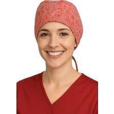 Happy Trend Bordo Desenli Doktor Hemşire Aşçı Cerrahi Bone Hastane Bone Bandana M392
