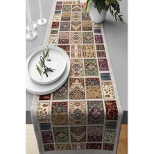Mabelme Store Prime Pelangi Kilim Desenli Leke Tutmaz Kumaş Salon Mutfak Masa Değişik Ranır Modelleri Kahverengi 40 x 140, 676672864014005