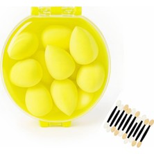 Happy Trend Makyaj Süngeri Seti + Aplikatör Çubuk Hediyeli – Yumuşak, Lateks Içermeyen Beauty Blender Süngerleri (Yeşil, Pembe, Sarı, Mavi, Mor) | Nemli & Kuru Kullanım (Sarı)