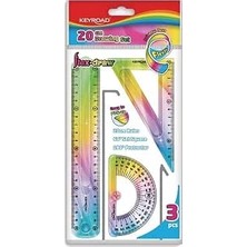 Happy Trend Takımı Kırılmaz Esnek Silikonlu Kırılmaz 3'lü Gökkuşağı 20 cm 1 Paket Cetvel Seti