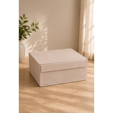 Happy Trend Amaçlı Organizer Lüks Saklama Kutusu Düzenleyici Kutu Hurç Bej (Baza Boy 50 * 40 * 19)