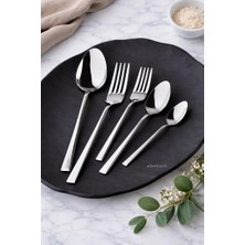Happy Trend 2mm Kalın Çelik Çatal Kaşık Seti 12 Kişilik Paslanmaz Düz Sade Model Günübirlik Sofra Ürünü