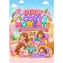 Happy Trend Çocukları Için Cozy Boyama Kitabı 4+ Yaş A4 Büyük Boy 32 Sayfa Girly Cozy Moments Kawaii ve Sevimli Boyama Kitabı