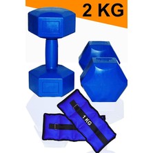 Happy Trend 2 kg Dambıl ve 1 kg Bilek Agırlık Seti, 2X2KG Dambıl Dumbell Set 1KGX2ADET El Ayak Ağırlığı Spor Set