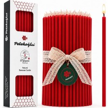 Happy Trend (40 Adet Kırmızı) Balmumu Mum Dilek Mumu Doğal Petek Ince Uzun Parti Rituel Doğum Günü Mumu Beeswax Candle
