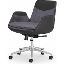 Upstyle Lodos Kumaş Ergonomik Çalışma Koltuğu – Füme Krom 65×90×65 cm