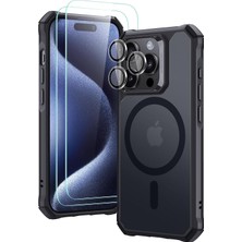 Happy Trend iPhone 15 Pro Kılıf, Magsafe ile Uyumlu, Askeri Sınıf Koruma, Darbeye Dayanıklı Hava Koruma Köşeleri, Sararmaya Dayanıklı Akrilik Arka, iPhone 15 Pro Için Telefon Kılıfı, Buzlu Siyah