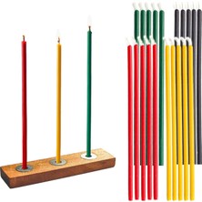 Happy Trend (20 Adet) Balmumu Mum ve Özel Dizayn Doğal Ahşap Mumluk Dilek Mumu Doğal Petek Ince Uzun Parti Nişan Ritüel Doğum Günü Beeswax Candle Dekoratif Mum