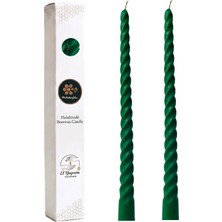 Happy Trend 27.5cm) Balmumu Mum Konik Burgulu Şamdan Mumu Doğal Dekoratif Beeswax Candle (Yeşil) Akmaz Kırılmaz Mum Bal Mumu