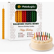 Happy Trend Balmumu Mum El Yapımı Doğal Küçük 4 Renk Çok Renkli Pasta Mumları 12 Adet