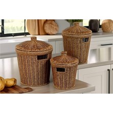 Mabelme Store Prime Wicker Akasya Serisi 3'lü Patates/soğan Sepeti Seti