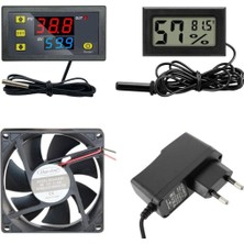 Happy Trend Makinesi Seti - 4 Parça - W3230 Termostat 220V - Isı Nem Ölçer - 12V Adaptör - 80X80 12V Fan