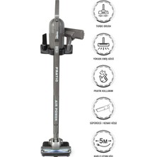 Happy Trend Pratıc Aır Power P 1250 Antrasit Torbasız Dönebilen Turbo Başlıklı Dikey Süpürge