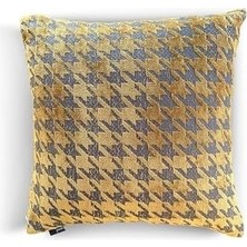Mabelme Store Prime Yastık Kılıfı, Kazayağı Desenli, 50X50 Cm, Sarı Desenli, Polyester Karışımı,