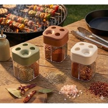 Mabelme Store Prime 4 Bölmeli Döner Kapaklı Pratik Baharatlık - Modern Tasarım Şeffaf Baharat Kavanozu (1'li, 2'li ve 3'lü Paket Seçenekleri - Karışık Renk) (3)
