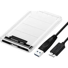 Happy Trend USB 3.0 Harici SSD Harddisk Şeffaf Taşınabilir HDD Sata Kutusu USB 3.0 Ile 5 Gbps A Kadar Veri Aktarımı USB 2.0 Or 1.1destekli Tak-Çalıştır LED Işıklı 4tb (4000GB) Destekli