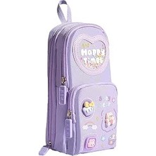 Happy Trend Kawaii Büyük Kapasiteli Tuval Kalemlik Çantası Kızlar Için Kılıf Tutucu Kalem Kutusu, Mor