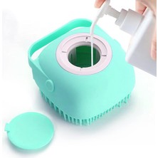 Happy Trend Hayvan Bakım Banyo Masaj Fırçası Sabun ve Şampuan Dağıtıcılı Yumuşak Silikon Kıl Uzun Kısa Tüylü Köpekler Kediler Duş Için (Mavi)