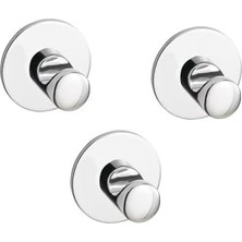 Mabelme Store Prime Skoghall Kanca, Kendinden Yapışkanlı, Krom Kaplama, 3 Adet, 160 x 100 mm