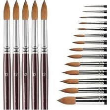Happy Trend Fırçası 12 Numara 5 Li 1 Paket Samur Yuvarlak Uçlu Fırça Seti Guaj Sulu Akrilik Yağlı Boya Fırçaları